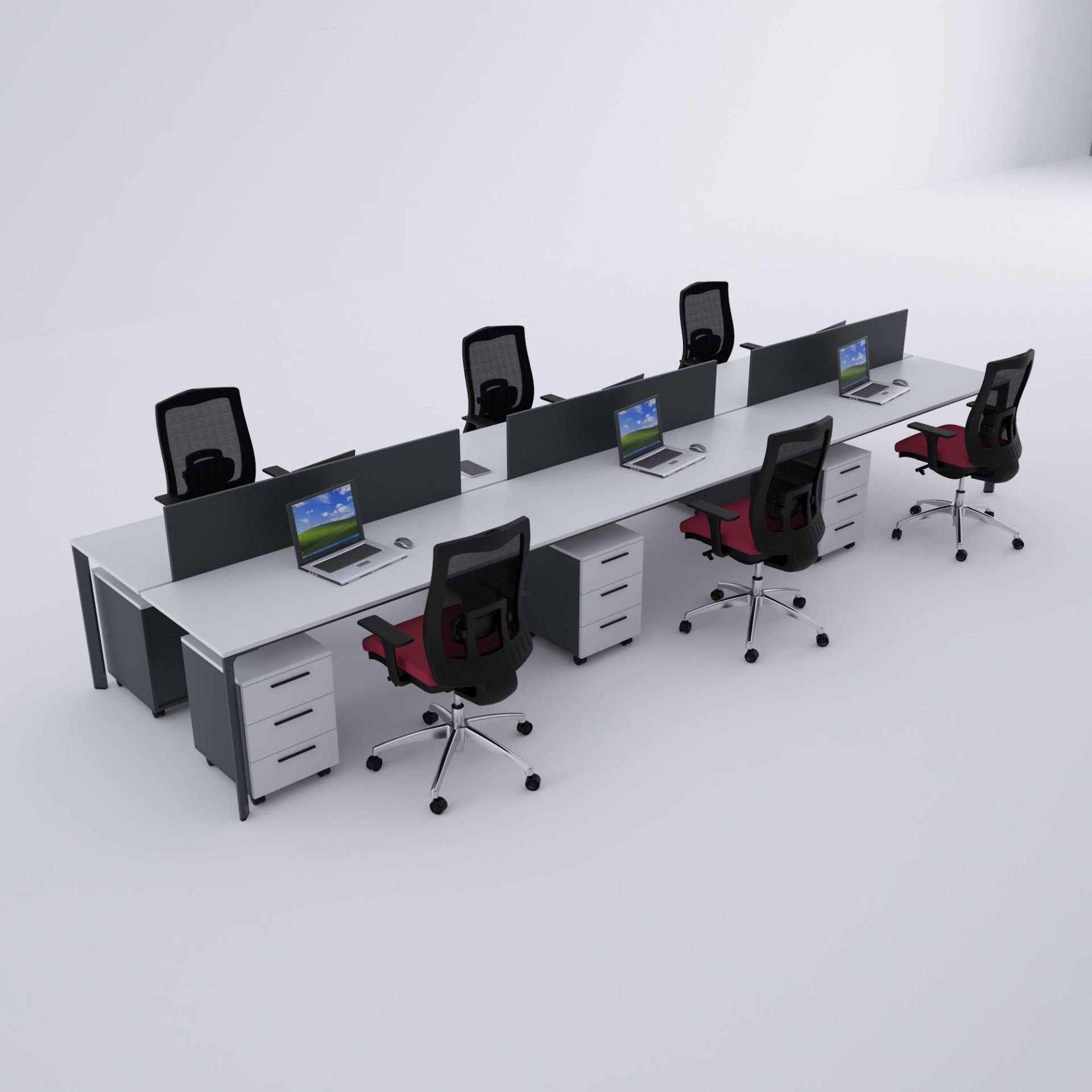 Five Altılı Çalışma Masası 420x140 - Beyaz