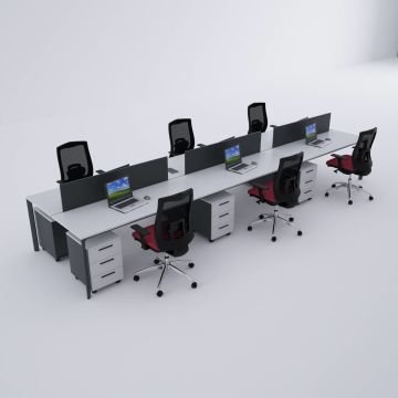Five Altılı Çalışma Masası 420x140 - Beyaz
