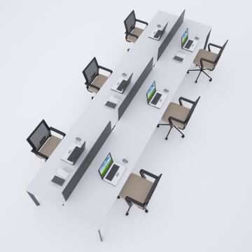 Five Altılı Çalışma Masası 420x140 - Beyaz