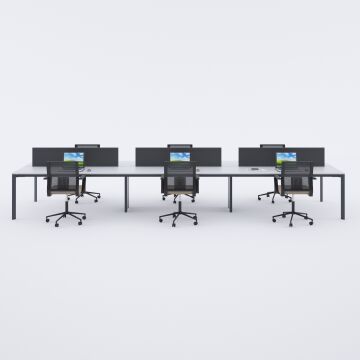 Five Altılı Çalışma Masası 420x140 - Beyaz