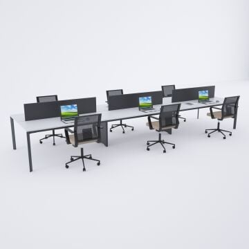 Five Altılı Çalışma Masası 420x140 - Beyaz