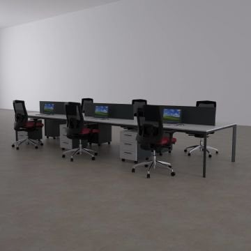 Five Altılı Çalışma Masası 420x140 - Beyaz