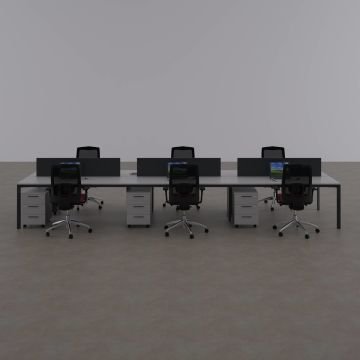 Five Altılı Çalışma Masası 420x140 - Beyaz