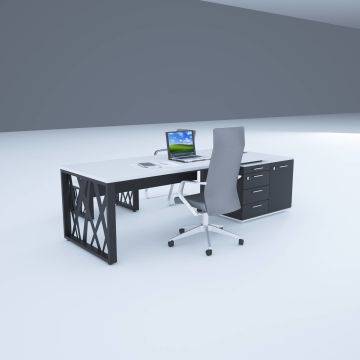 Karm Kısa Alt Etajerli Yönetici Masası 180x90 - Beyaz