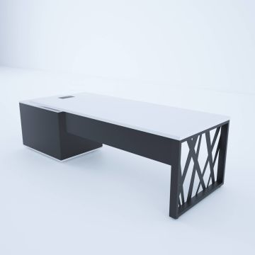 Karm Kısa Alt Etajerli Yönetici Masası 180x90 - Beyaz