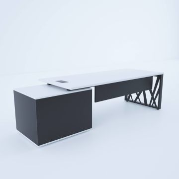 Karm Kısa Alt Etajerli Yönetici Masası 180x90 - Beyaz