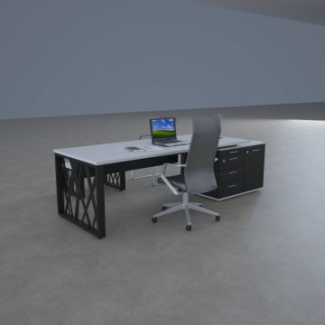 Karm Kısa Alt Etajerli Yönetici Masası 180x90 - Beyaz