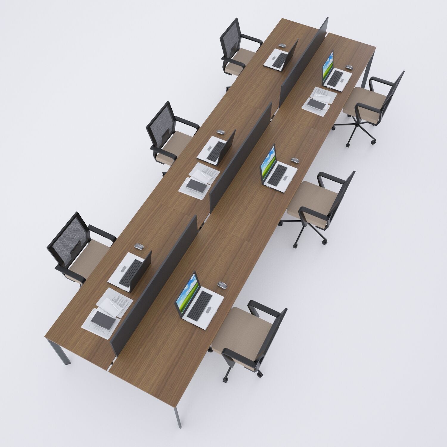 Five Altılı Çalışma Masası 420x140 - Ceviz