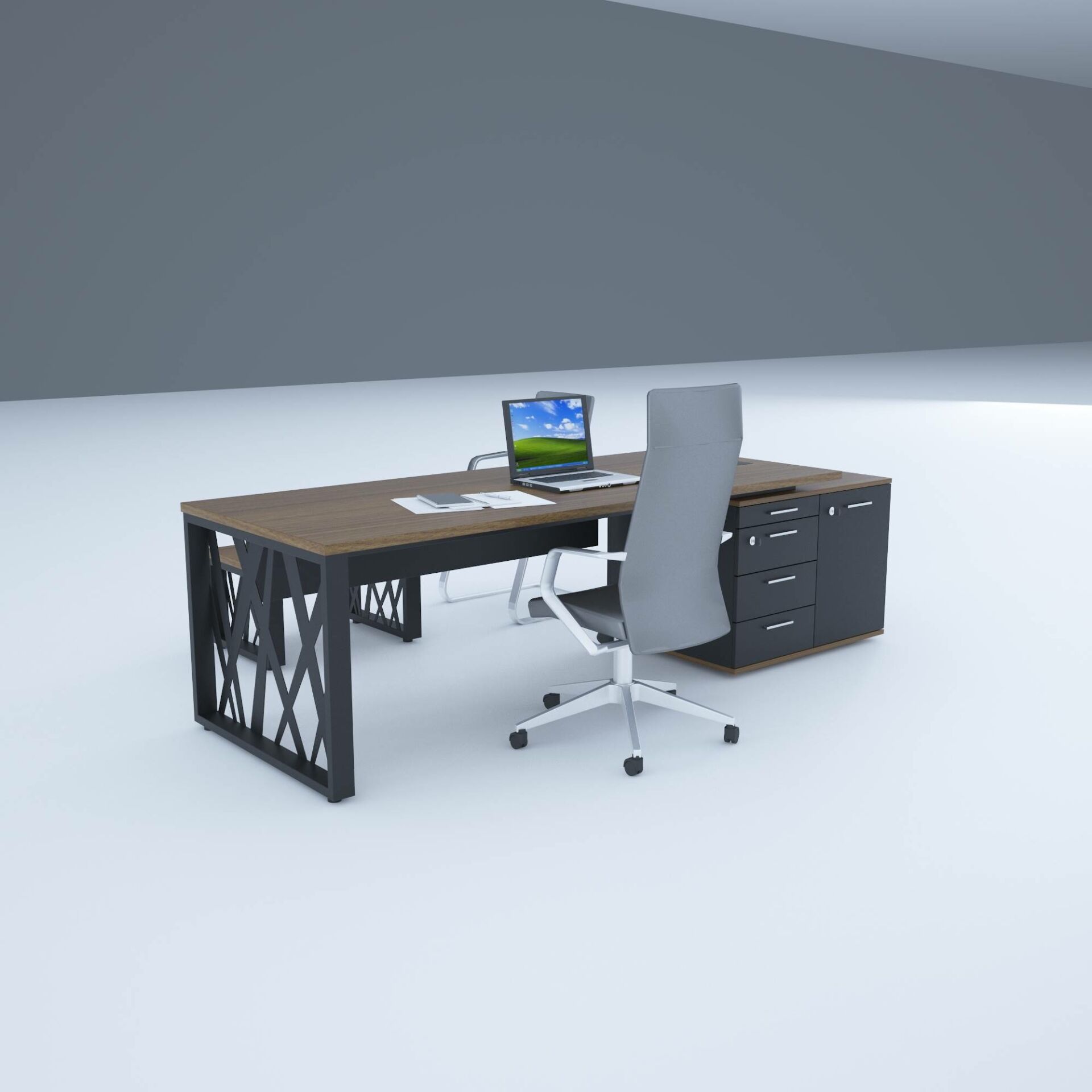 Karm Kısa Alt Etajerli Yönetici Masası 180x90 - Ceviz