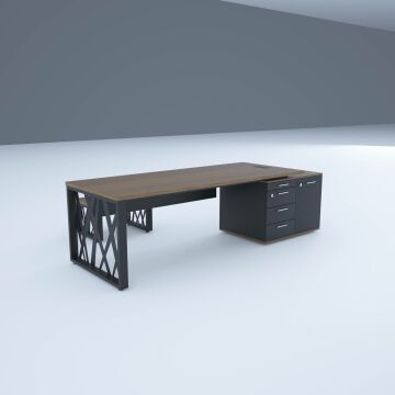 Karm Kısa Alt Etajerli Yönetici Masası 180x90 - Ceviz