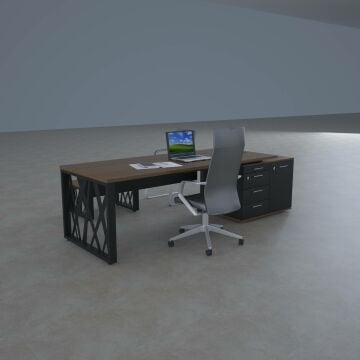 Karm Kısa Alt Etajerli Yönetici Masası 180x90 - Ceviz