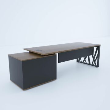 Karm Kısa Alt Etajerli Yönetici Masası 180x90 - Ceviz