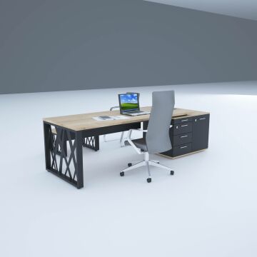 Karm Kısa Alt Etajerli Yönetici Masası 180x90 - Meşe