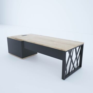 Karm Kısa Alt Etajerli Yönetici Masası 180x90 - Meşe