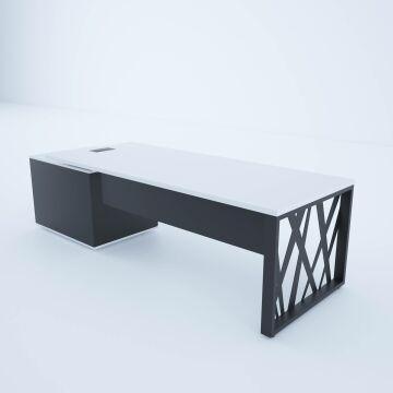 Karm Kısa Alt Etajerli Yönetici Masası 200x90 - Beyaz