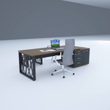 Karm Kısa Alt Etajerli Yönetici Masası 200x90 - Ceviz