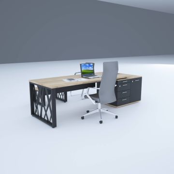 Karm Kısa Alt Etajerli Yönetici Masası 200x90 - Meşe