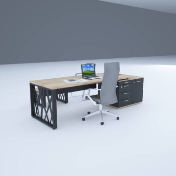 Karm Kısa Alt Etajerli Yönetici Masası 200x90 - Meşe