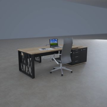 Karm Kısa Alt Etajerli Yönetici Masası 200x90 - Meşe