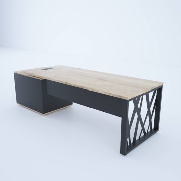 Karm Kısa Alt Etajerli Yönetici Masası 200x90 - Meşe