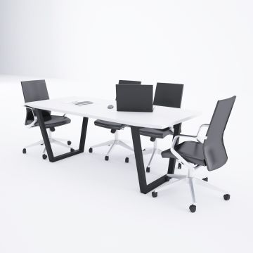 Aleos Toplantı Masası 220x90 - Beyaz+Antrasit