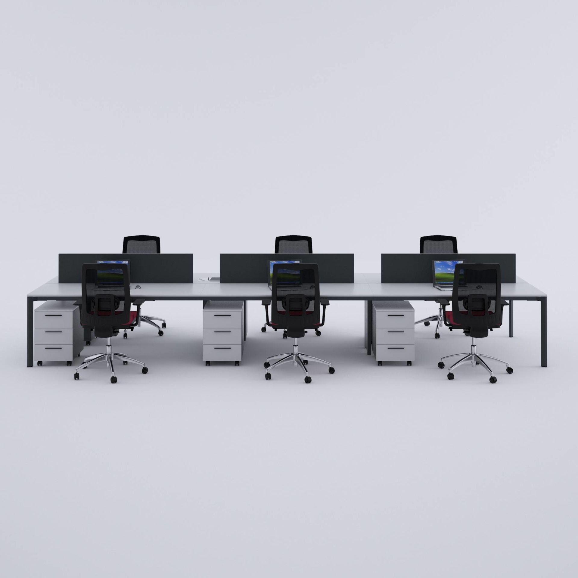 Five Altılı Çalışma Masası 600x140 - Beyaz