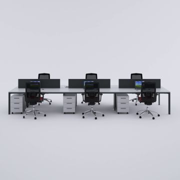 Five Altılı Çalışma Masası 600x140 - Beyaz