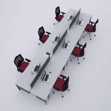 Five Altılı Çalışma Masası 600x140 - Beyaz