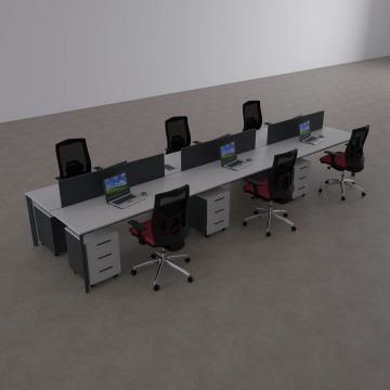 Five Altılı Çalışma Masası 600x140 - Beyaz