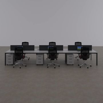 Five Altılı Çalışma Masası 600x140 - Beyaz