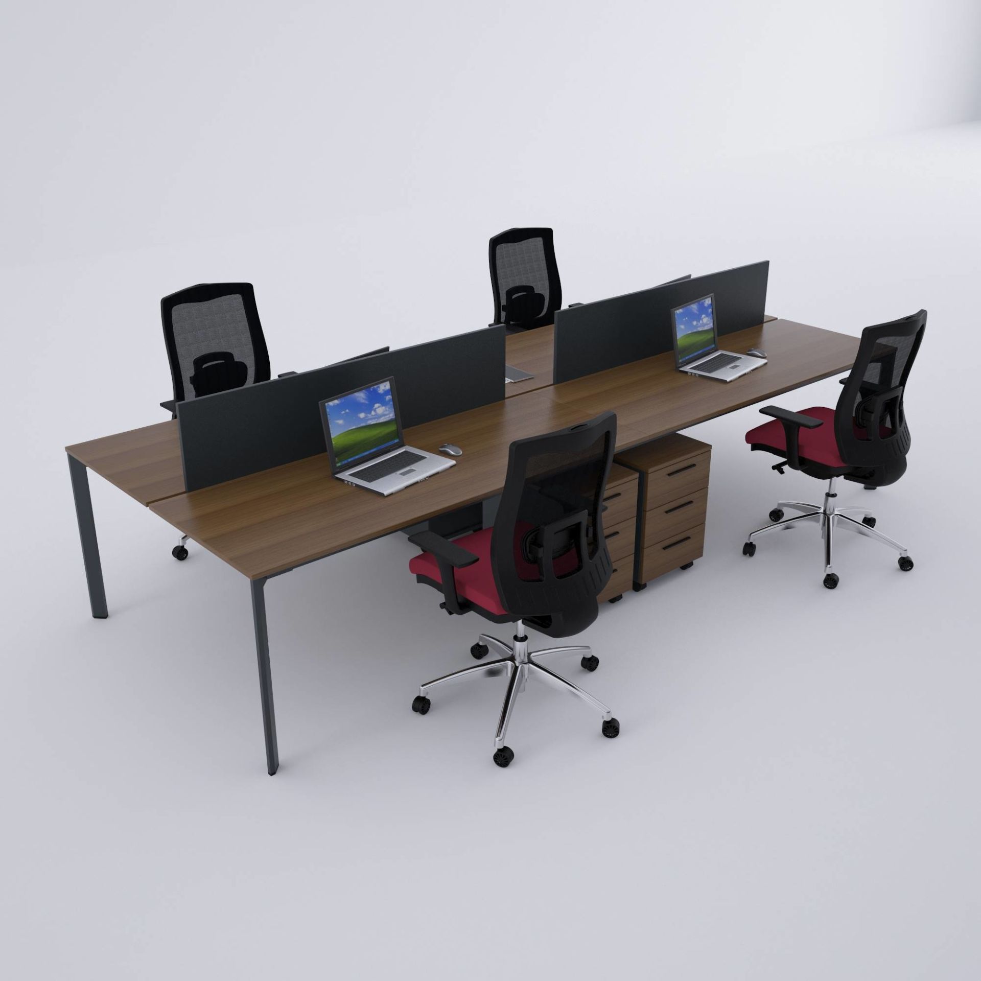 Five Dörtlü Çalışma Masası 200x140 - Ceviz