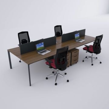 Five Dörtlü Çalışma Masası 200x140 - Ceviz