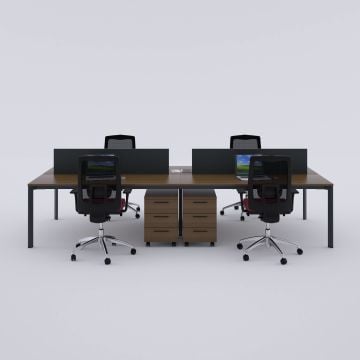 Five Dörtlü Çalışma Masası 200x140 - Ceviz