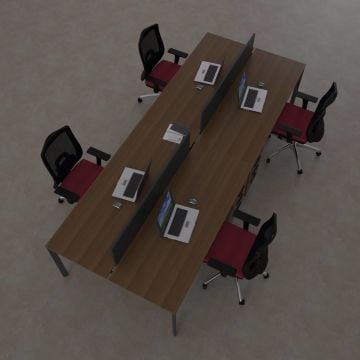 Five Dörtlü Çalışma Masası 200x140 - Ceviz