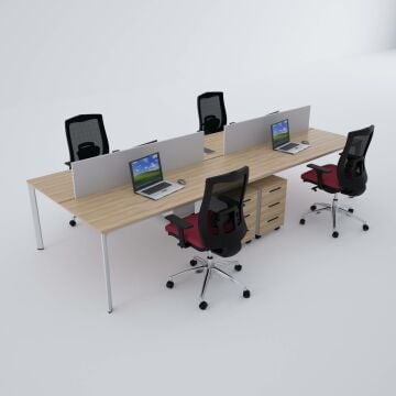 Five Dörtlü Çalışma Masası 200x140 - Meşe