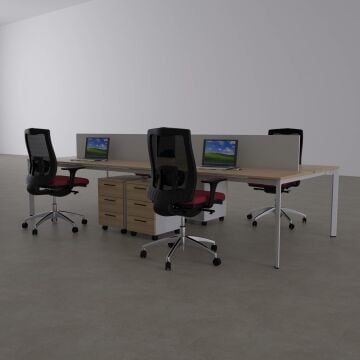 Five Dörtlü Çalışma Masası 200x140 - Meşe