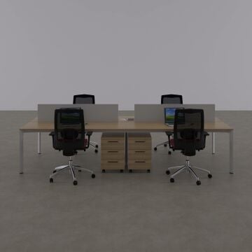 Five Dörtlü Çalışma Masası 200x140 - Meşe