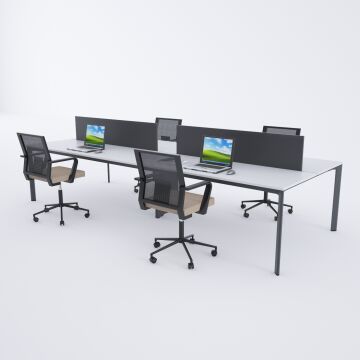 Five Dörtlü Çalışma Masası 240x140 - Beyaz