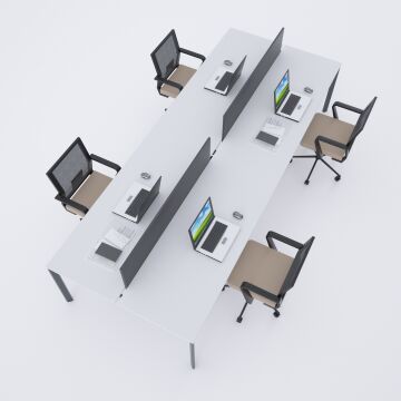 Five Dörtlü Çalışma Masası 280x140 - Beyaz