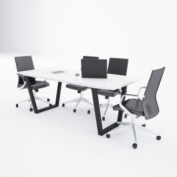 Aleos Toplantı Masası 260x90 - Beyaz+Antrasit