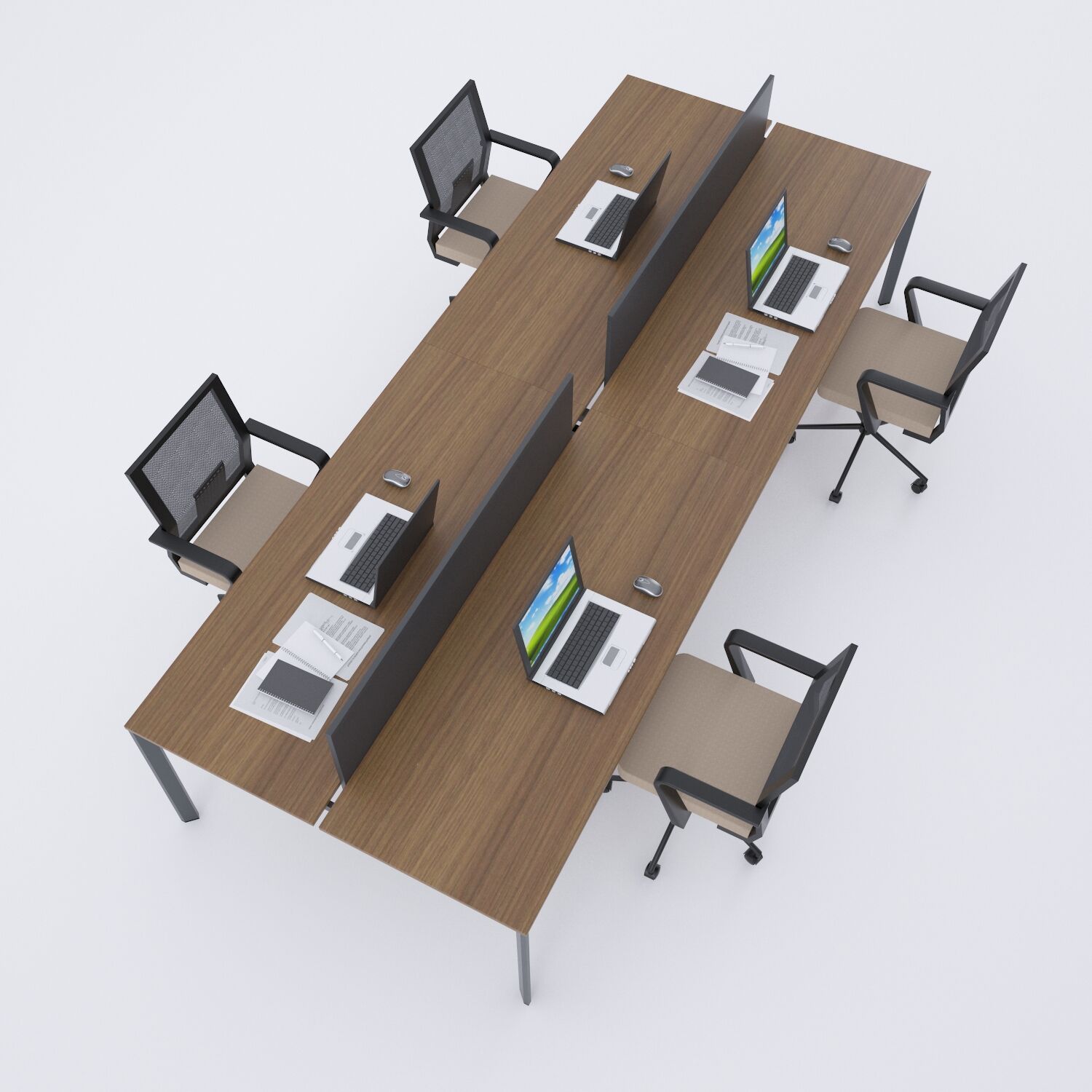 Five Dörtlü Çalışma Masası 280x140 - Ceviz