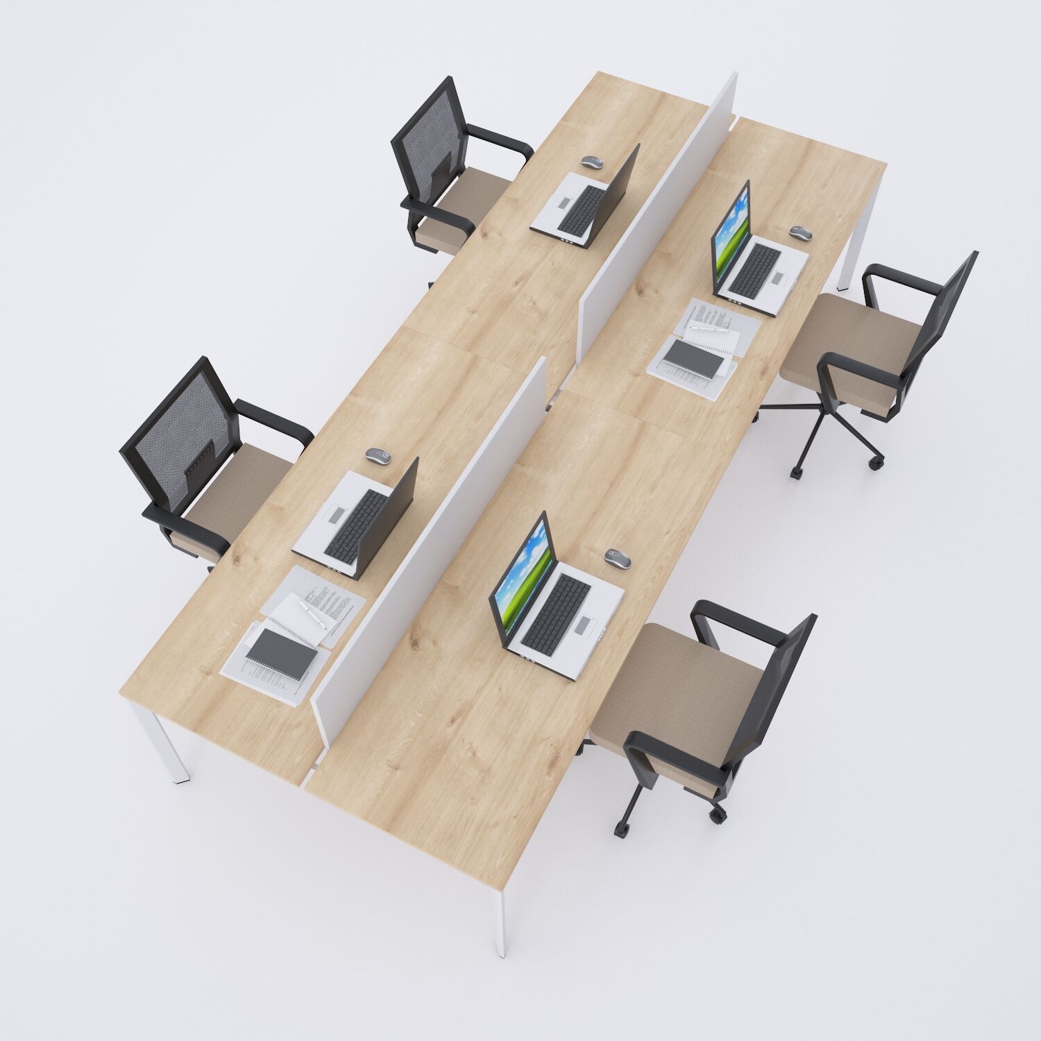 Five Dörtlü Çalışma Masası 320x140 - Meşe