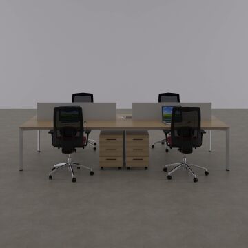 Five Dörtlü Çalışma Masası 320x140 - Meşe