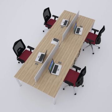Five Dörtlü Çalışma Masası 400x140 - Meşe