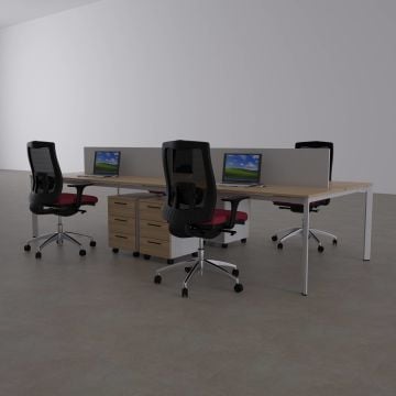 Five Dörtlü Çalışma Masası 400x140 - Meşe