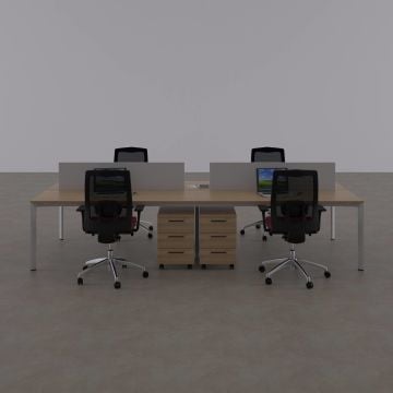Five Dörtlü Çalışma Masası 400x140 - Meşe