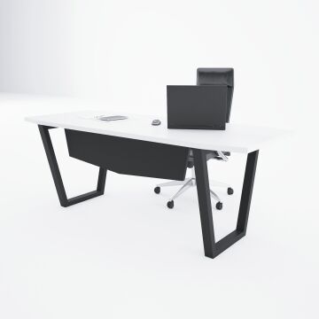 Aleos Tekli Yönetici Masası 180x90 - Beyaz+Antrasit