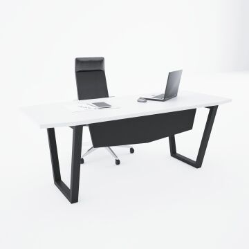 Aleos Tekli Yönetici Masası 180x90 - Beyaz+Antrasit