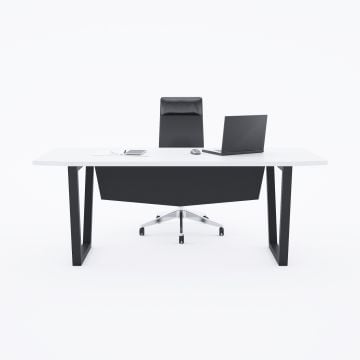 Aleos Tekli Yönetici Masası 200x90 - Beyaz+Antrasit