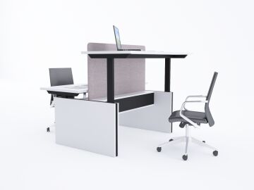 ToHi Workstation Desk - Yükseklik Ayarlı İkili Masa Beyaz - 140x145
